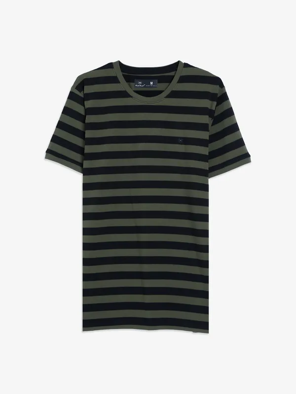 Kuch Kuch olive and black stripe t shirt