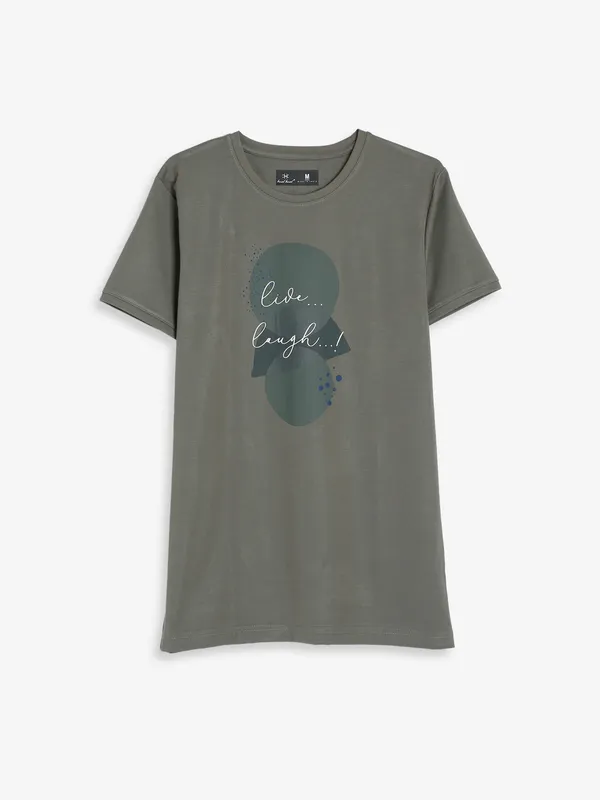 Kuch Kuch olive printed t shirt