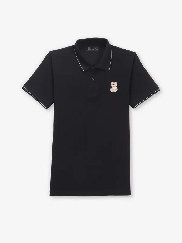 KUCH KUCH plain black cotton half sleeve t-shirt