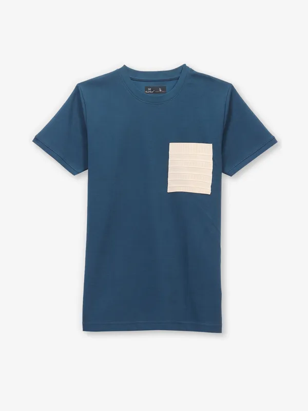 KUCH KUCH plain blue cotton t-shirt
