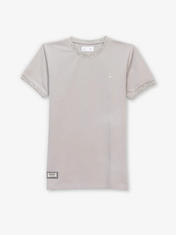 KUCH KUCH plain grey cotton slim fit t-shirt