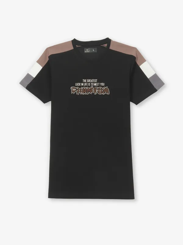 KUCH KUCH printed black cotton t-shirt