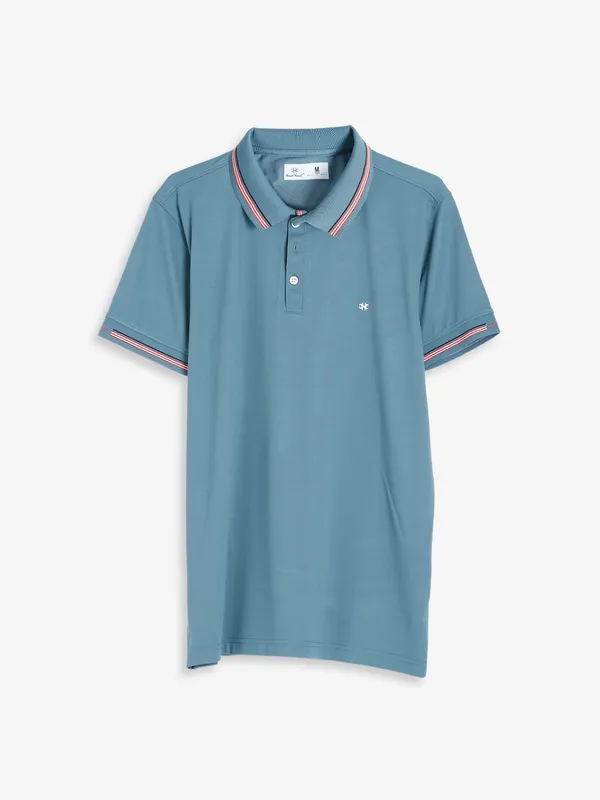 Kuch Kuch stone blue plain polo t shirt