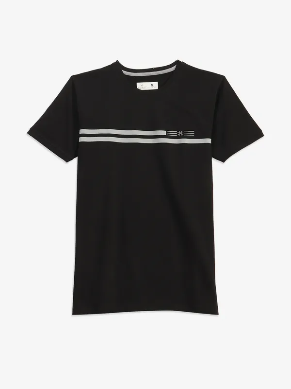 KUCHKUCH dark black cotton half sleeve t-shirt
