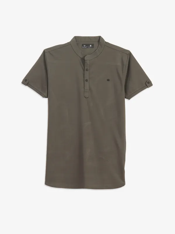 KUCHKUCH olive plain cotton t-shirt