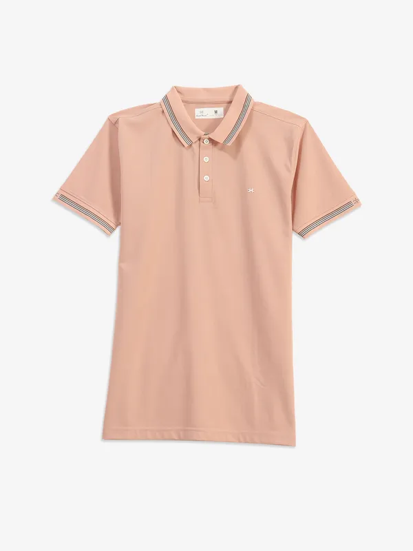 KUCHKUCH peach plain cotton t-shirt