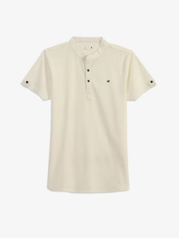 KUCHKUCH plain cream cotton t-shirt