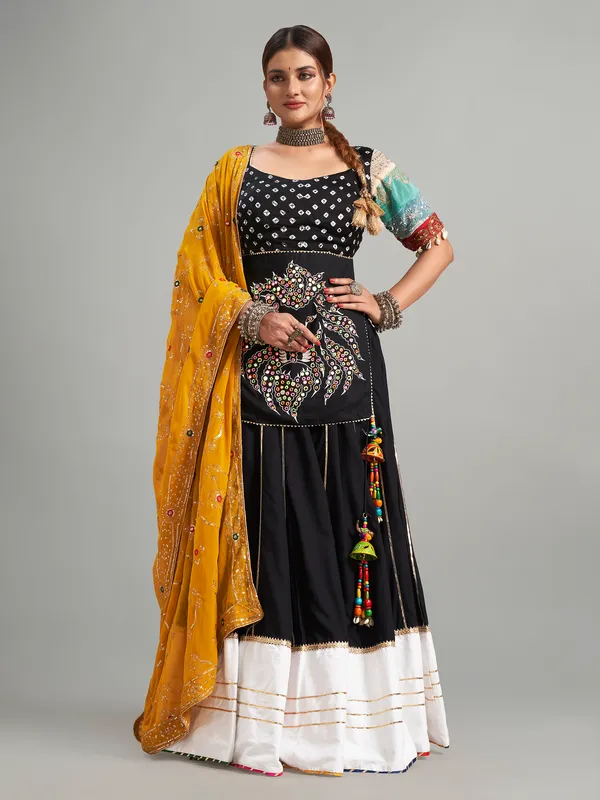 Latest black cotton silk lehenga choli