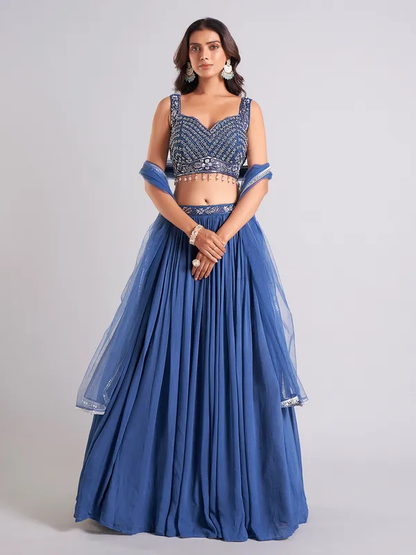 Latest blue lehenga choli in georgette