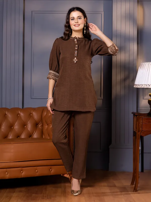 Latest brown co ord setin cotton