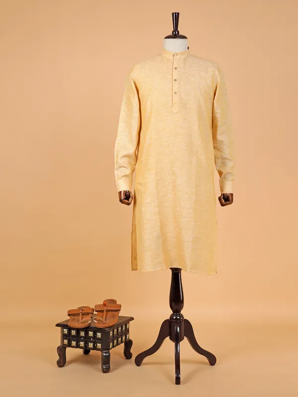 Latest cotton yellow plain kurta suit