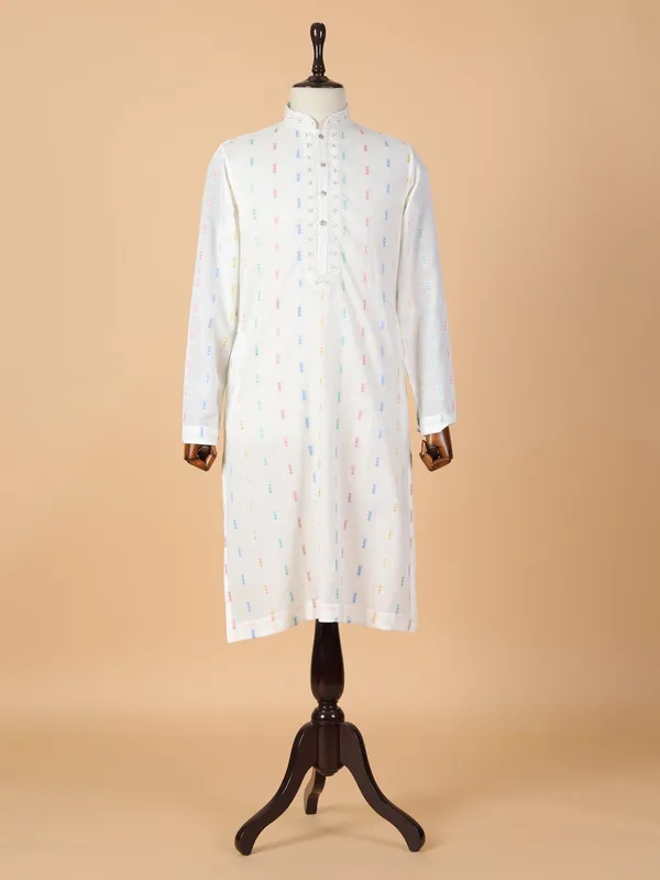 Latest cream cotton kurta suit for festive