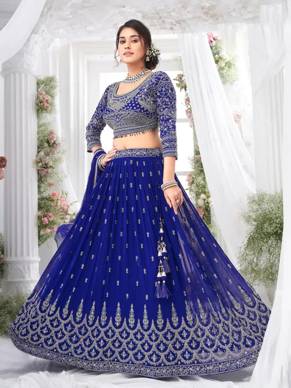 Latest dark blue georgette lehenga choli