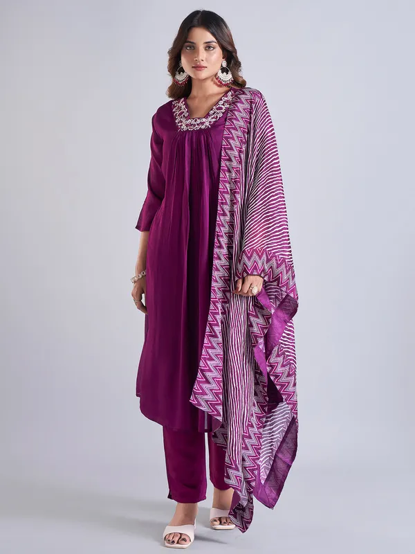 Latest dark purple georgette salwar suit