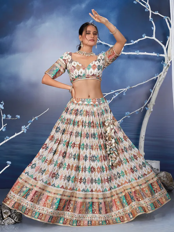 Latest georgette white lehenga choli for wedding
