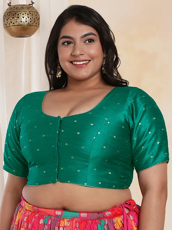 Latest green brocade blouse