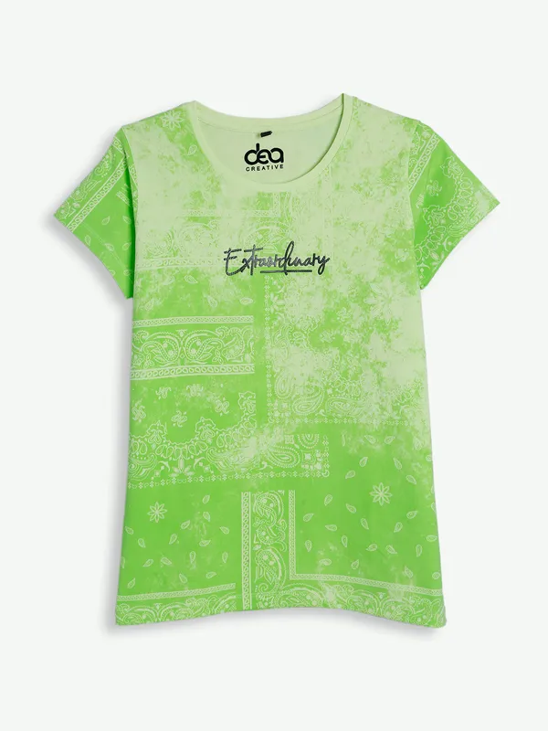 Latest green cotton half sleeve t shirt