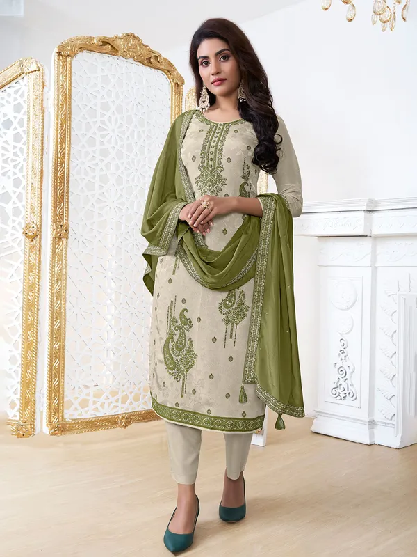 Latest green salwar suit in silk