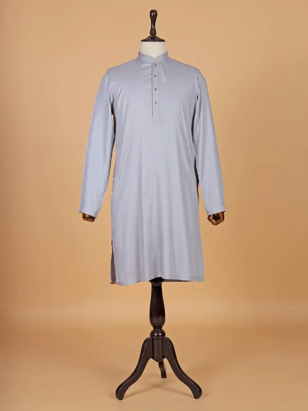 Latest grey plain silk kurta suit for men
