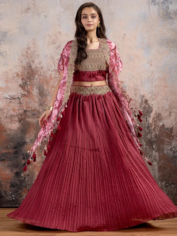 Latest maroon georgette girls lehenga choli