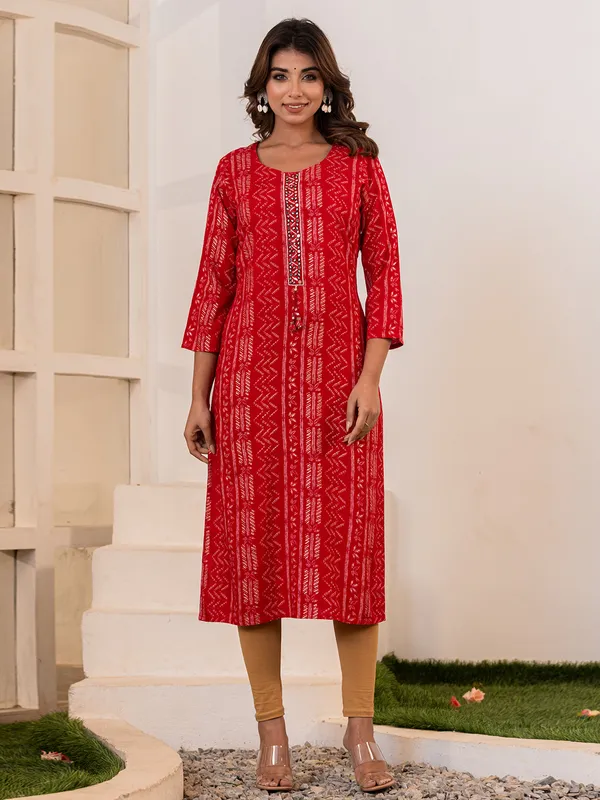 Latest maroon printed silk kurti