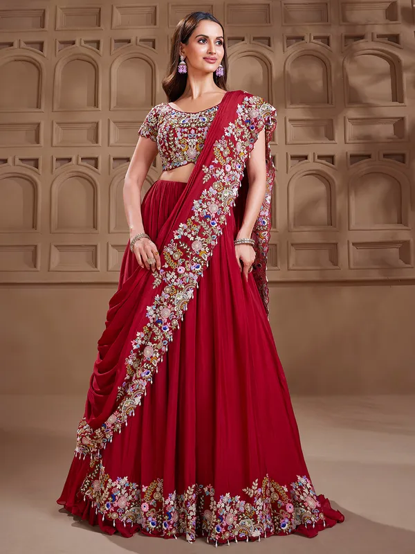 Latest maroon silk lehenga choli