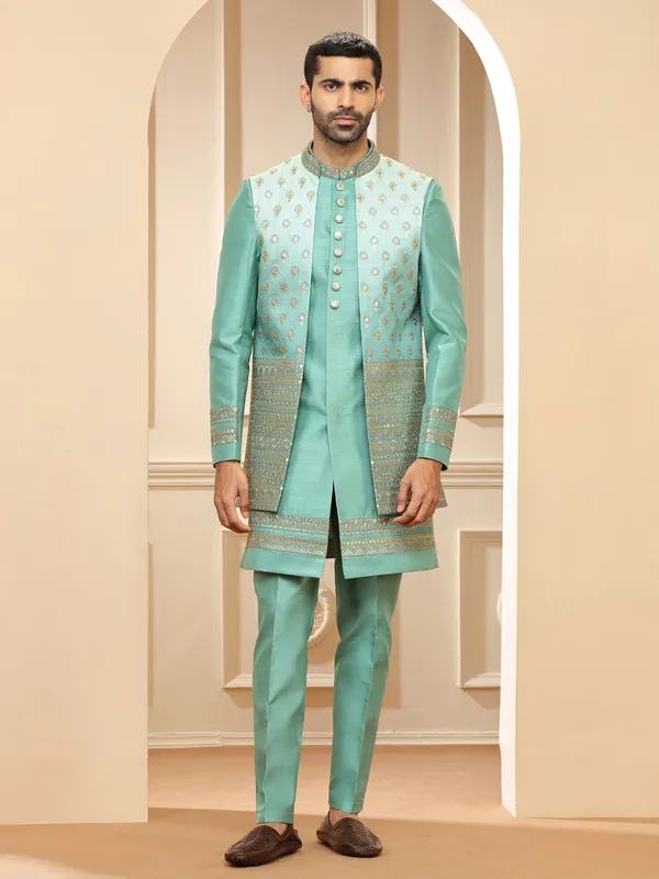 Latest mint green indowestern