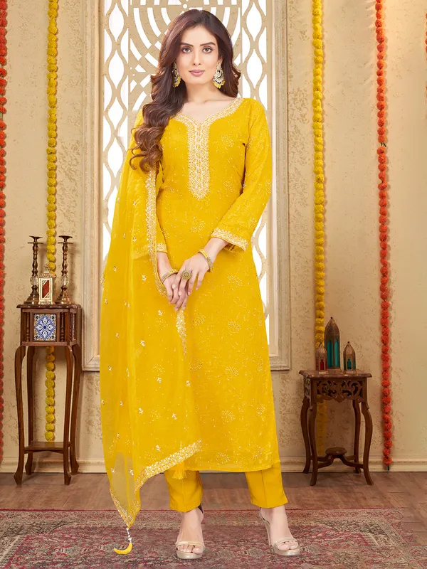Latest mustard yellow salwar suit for wedding
