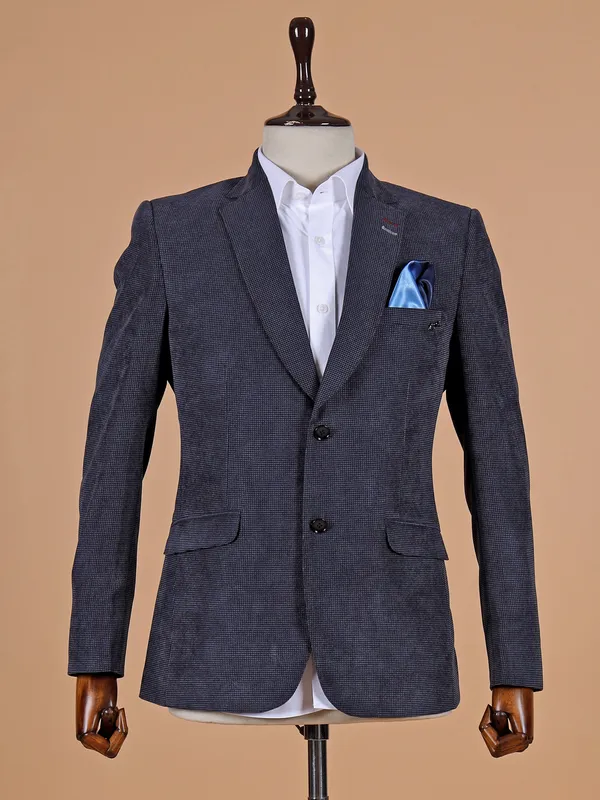 Latest navy texture terry rayon blazer