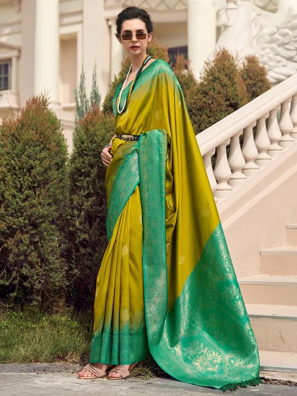 Latest old gold saree in soft silk