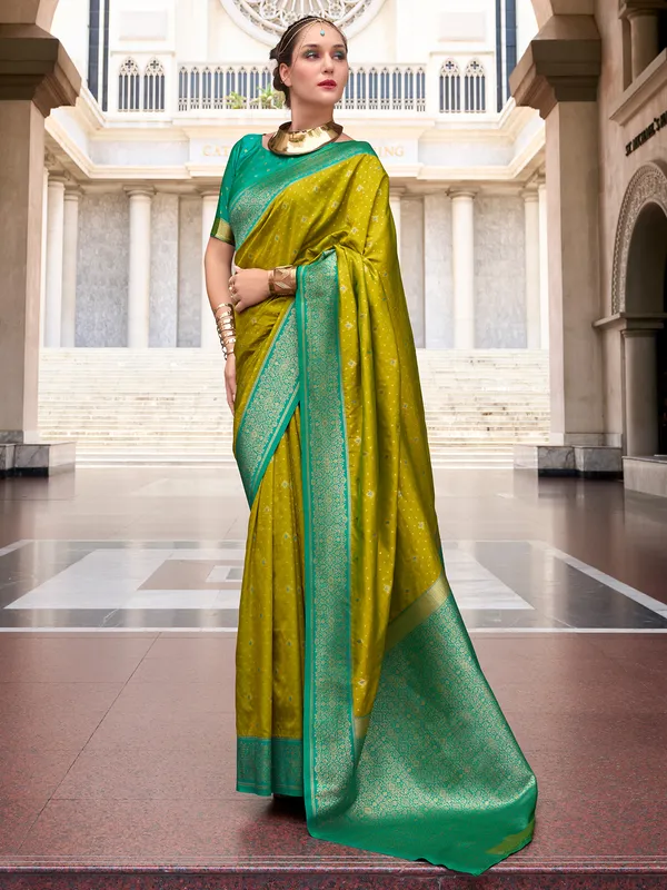 Latest olive saree in soft silk