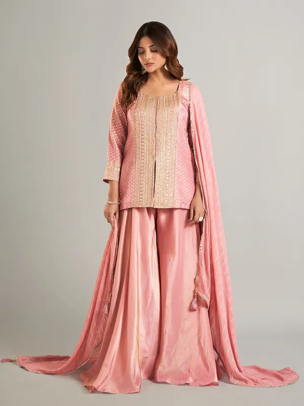 Latest onion pink silk salwar suit