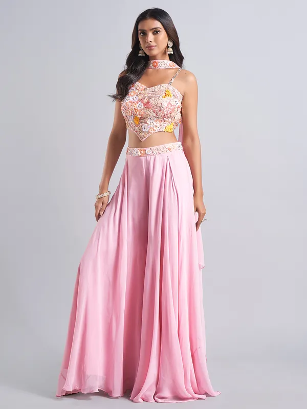 Latest pink georgette palazzo salwar suit