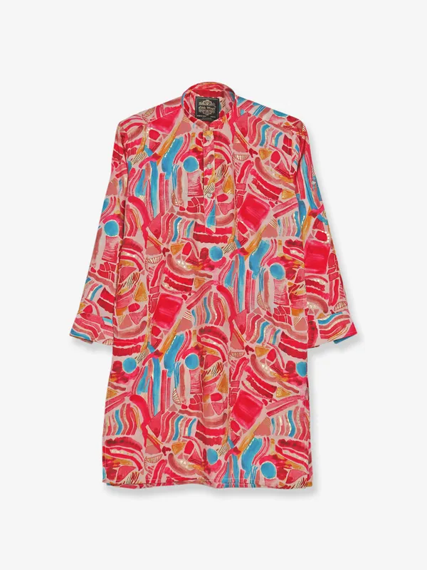 Latest pink silk printed kurta