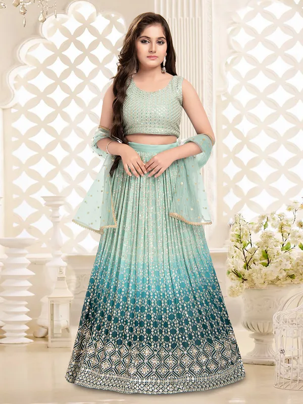 Latest pista green lehenga choli for wedding