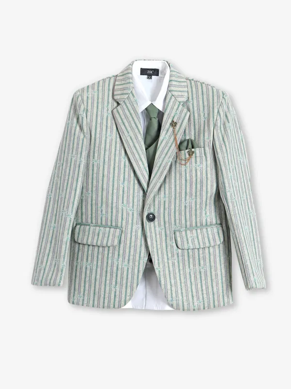 Latest pista green terry rayon coat suit