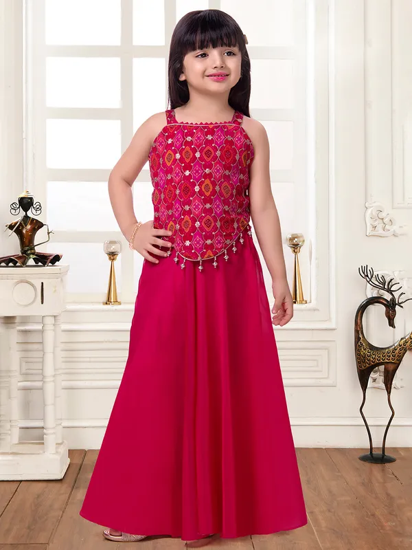 Latest printed magenta georgette palazo suit