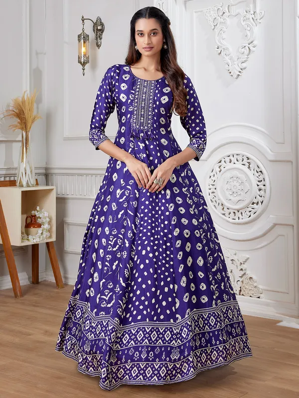 Latest purple russian silk anarkali suit