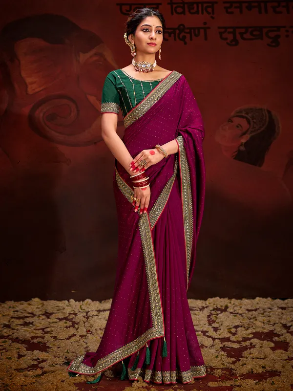 Latest purple silk saree for festive
