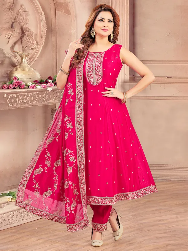 Latest rani color salwar suit for wedding