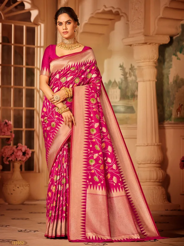 Latest rani color silk saree