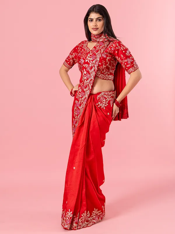 Latest red silk saree for wedding
