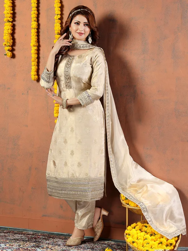 Latest silk beige salwar suit