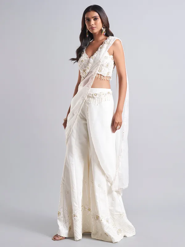 Latest white silk palazzo salwar suit