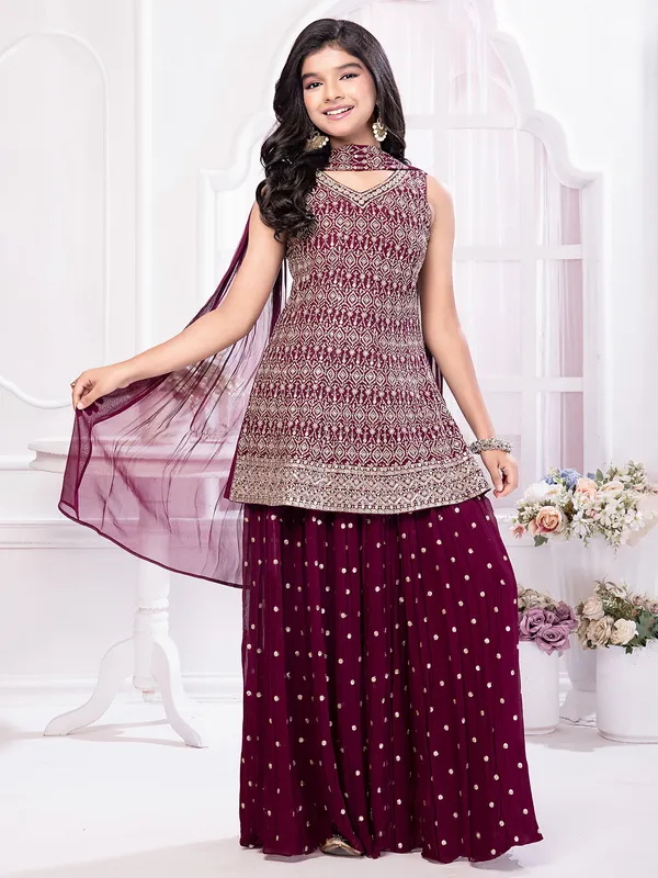 Latest wine beautiful georgette palazzo set