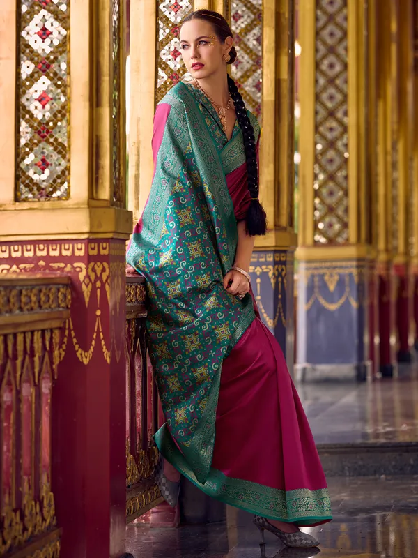 Latest wine saree in soft silk