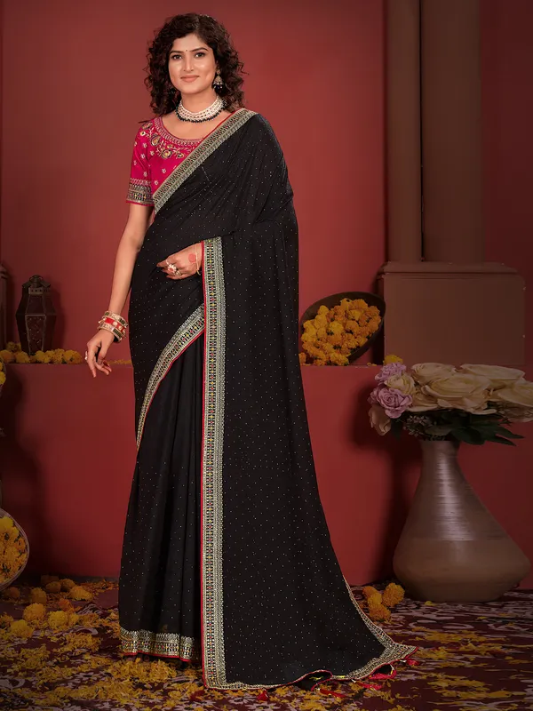 Black party-wear silk saree