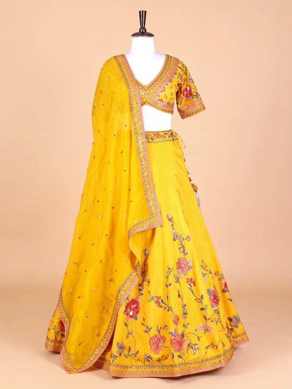 Latest yellow silk lehenga choli for weddings