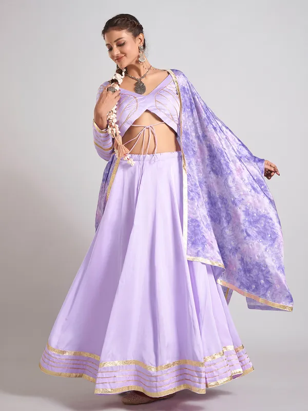 Lavender purple silk chaniya choli with dupatta