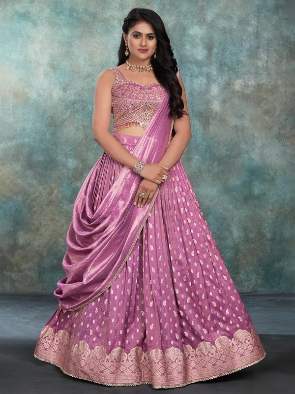 Lavender silk lehenga choli for wedding wear